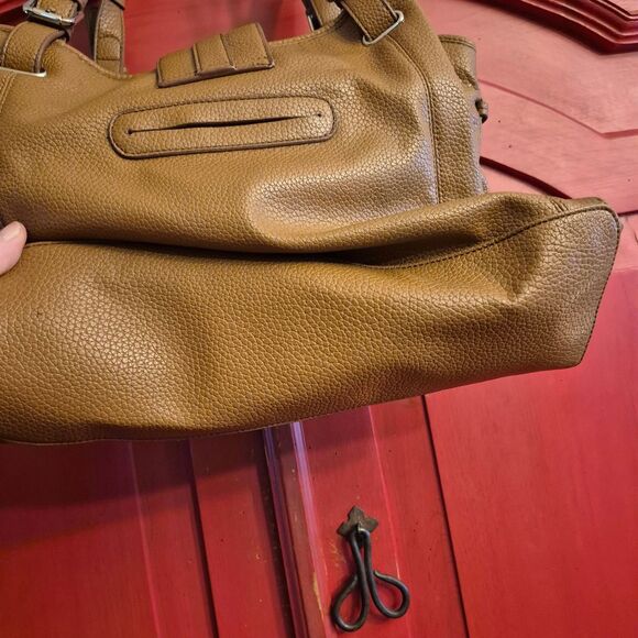 Nine West Warm Brown Double Front Zipper Silver Hardware Shoulder Bag Purse CUTE - Picture 5 of 6